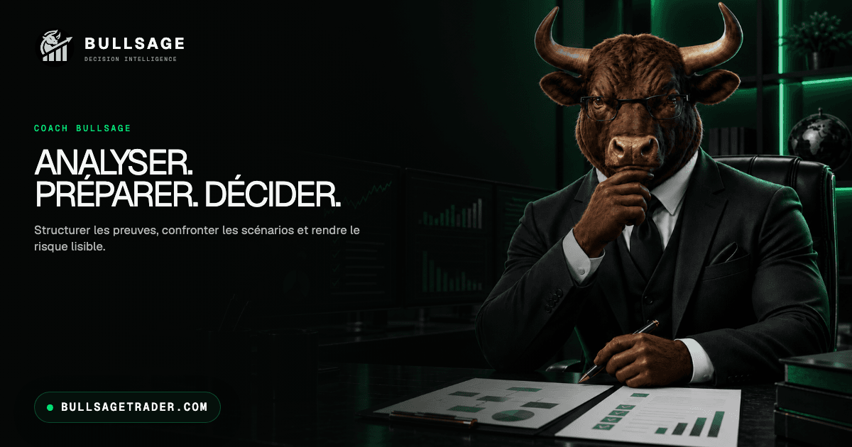 Publication Facebook BULLSAGE avec la mascotte taureau : Analyser. Préparer. Décider.